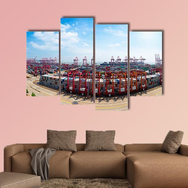 Shanghai Yangshan Deepwater Port Canvas Wall Art-4 Pop-Gallery Wrap-50" x 32"-Tiaracle