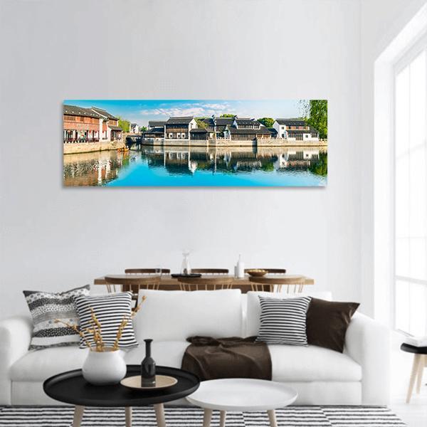 Shantang Ancient Houses In China Panoramic Canvas Wall Art-1 Piece-36" x 12"-Tiaracle