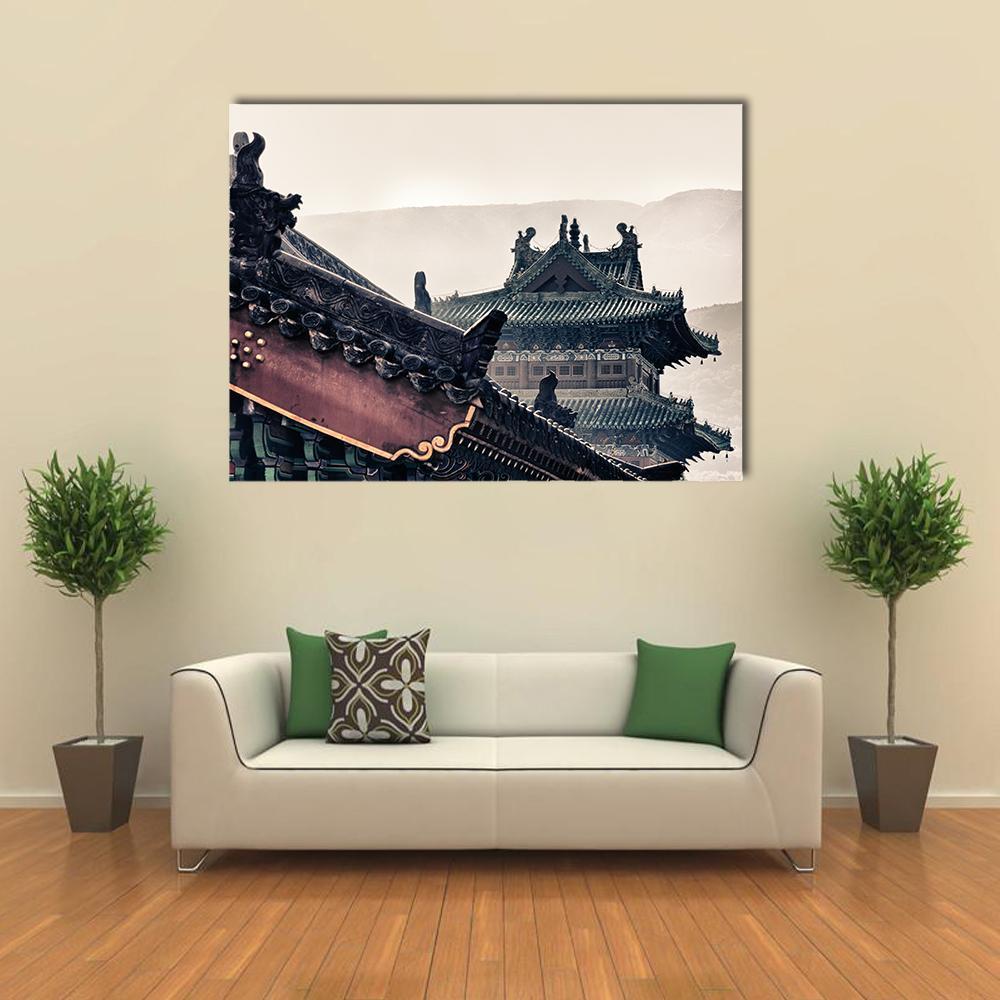Shaolin Temple In China Canvas Wall Art-1 Piece-Gallery Wrap-48" x 32"-Tiaracle