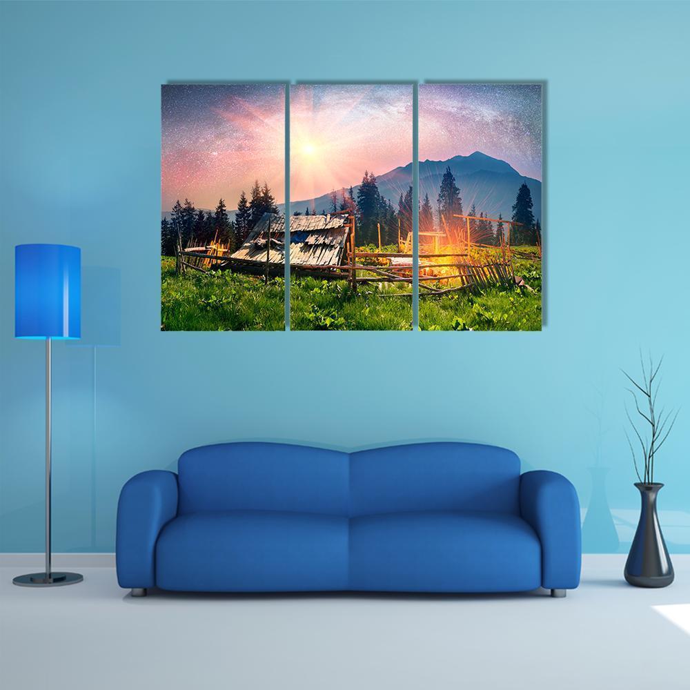 Sheep Home On Mountain Canvas Wall Art-3 Horizontal-Gallery Wrap-37" x 24"-Tiaracle