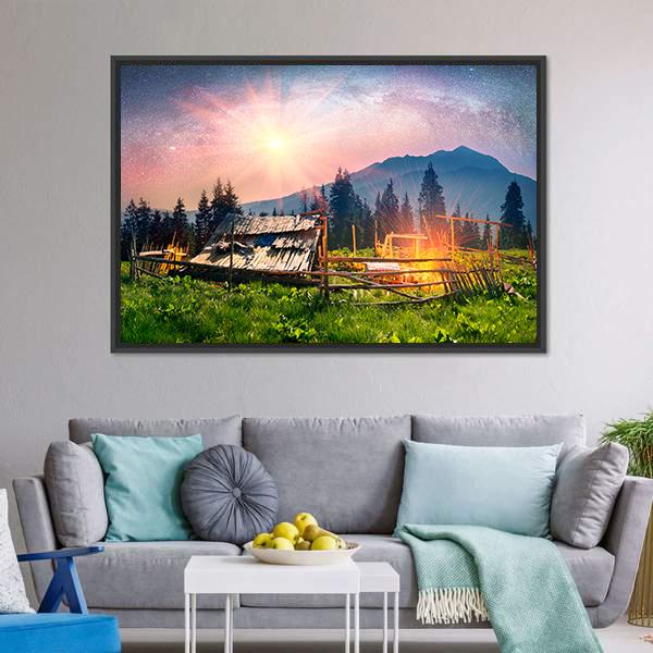 Sheep Home On Mountain Canvas Wall Art-3 Horizontal-Gallery Wrap-25" x 16"-Tiaracle