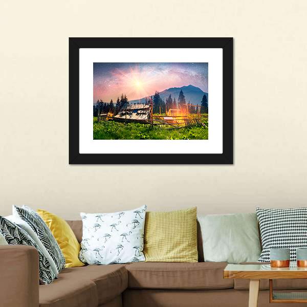 Sheep Home On Mountain Canvas Wall Art-3 Horizontal-Gallery Wrap-25" x 16"-Tiaracle