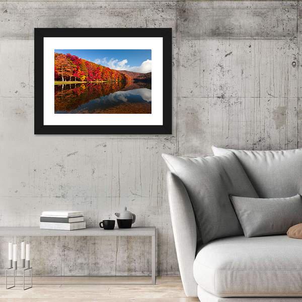 Sherando Lake In Autumn Canvas Wall Art-3 Horizontal-Gallery Wrap-25" x 16"-Tiaracle