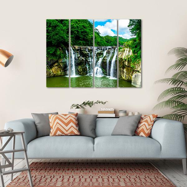 Shifen Waterfall At Pingxi Township Canvas Wall Art-4 Horizontal-Gallery Wrap-34" x 24"-Tiaracle