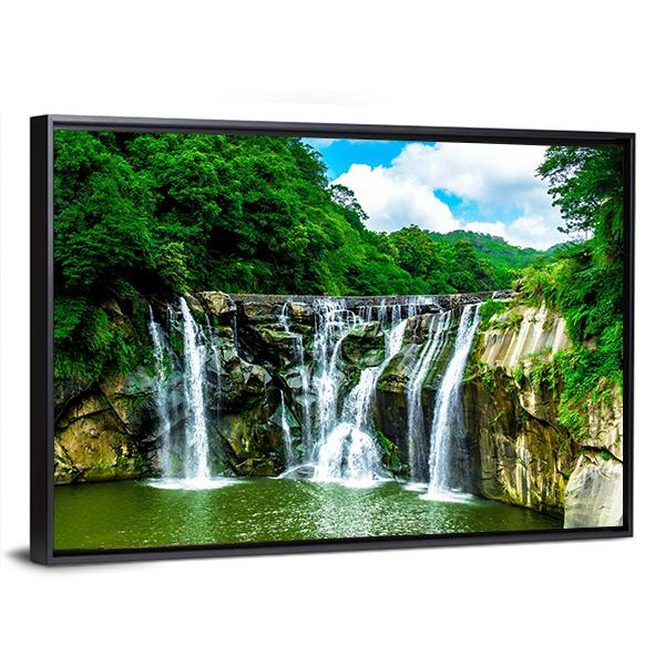 Shifen Waterfall At Pingxi Township Canvas Wall Art-3 Horizontal-Gallery Wrap-25" x 16"-Tiaracle