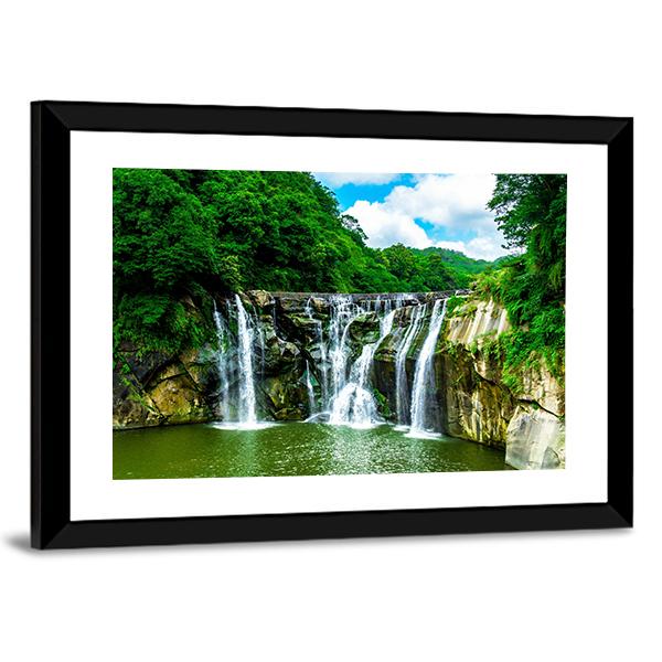 Shifen Waterfall At Pingxi Township Canvas Wall Art-3 Horizontal-Gallery Wrap-25" x 16"-Tiaracle