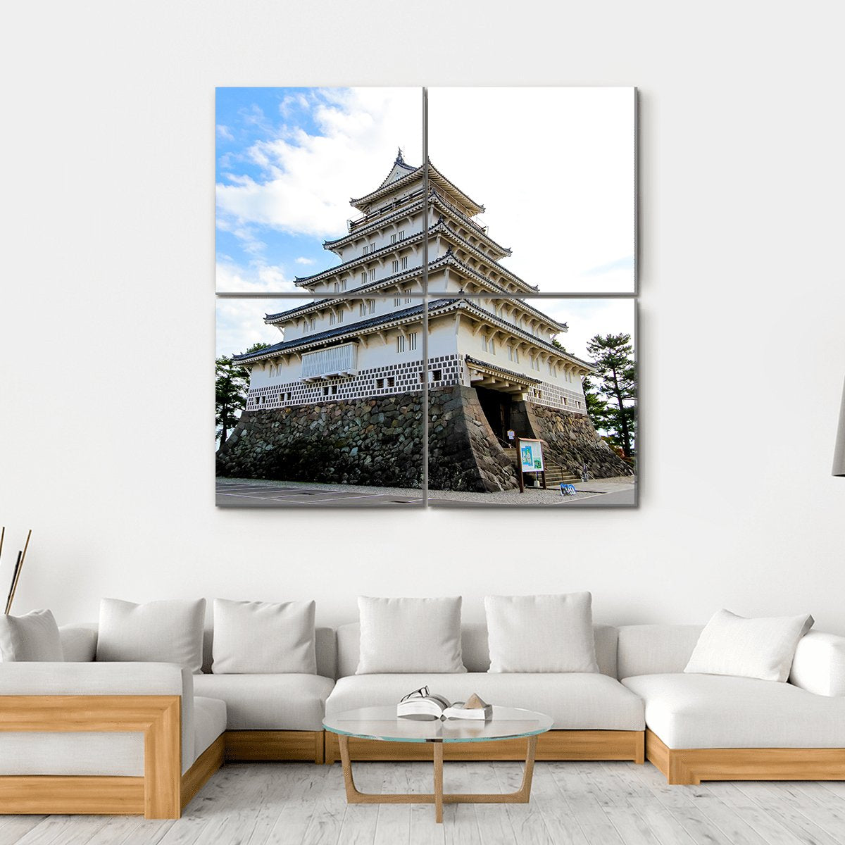 Shimabara Moritake Castle In Japan Canvas Wall Art-4 Square-Gallery Wrap-17" x 17"-Tiaracle