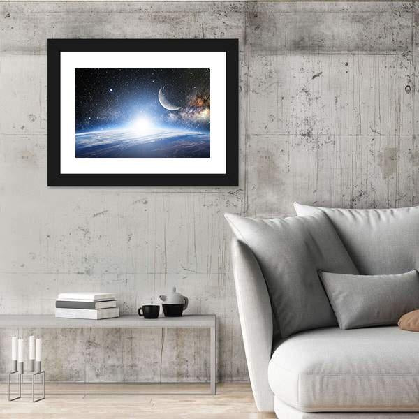 Shining Sun On Earth Surface Canvas Wall Art-3 Horizontal-Gallery Wrap-25" x 16"-Tiaracle
