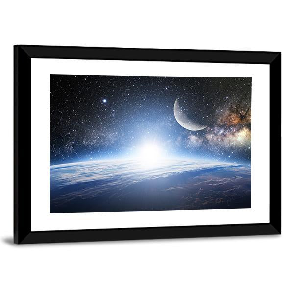 Shining Sun On Earth Surface Canvas Wall Art-3 Horizontal-Gallery Wrap-25" x 16"-Tiaracle