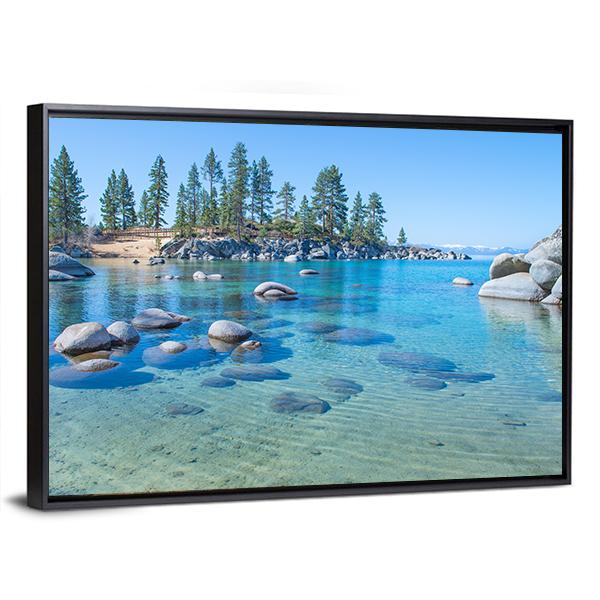 Shore Of The Lake Tahoe Canvas Wall Art-3 Horizontal-Gallery Wrap-25" x 16"-Tiaracle