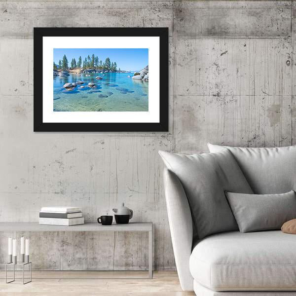 Shore Of The Lake Tahoe Canvas Wall Art-3 Horizontal-Gallery Wrap-25" x 16"-Tiaracle