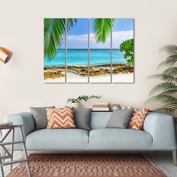 Shoreline Of A Tropical Island In The Maldives Canvas Wall Art-4 Horizontal-Gallery Wrap-34" x 24"-Tiaracle