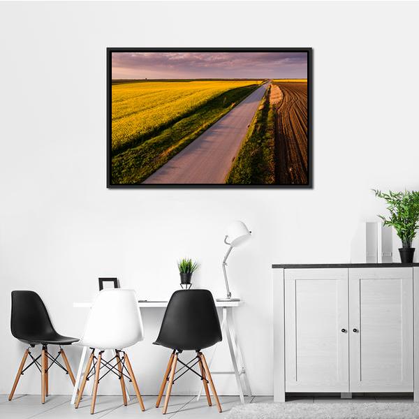 Shot Of Canola Rape Seed From Drone Canvas Wall Art-3 Horizontal-Gallery Wrap-25" x 16"-Tiaracle