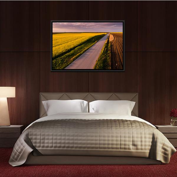 Shot Of Canola Rape Seed From Drone Canvas Wall Art-3 Horizontal-Gallery Wrap-25" x 16"-Tiaracle