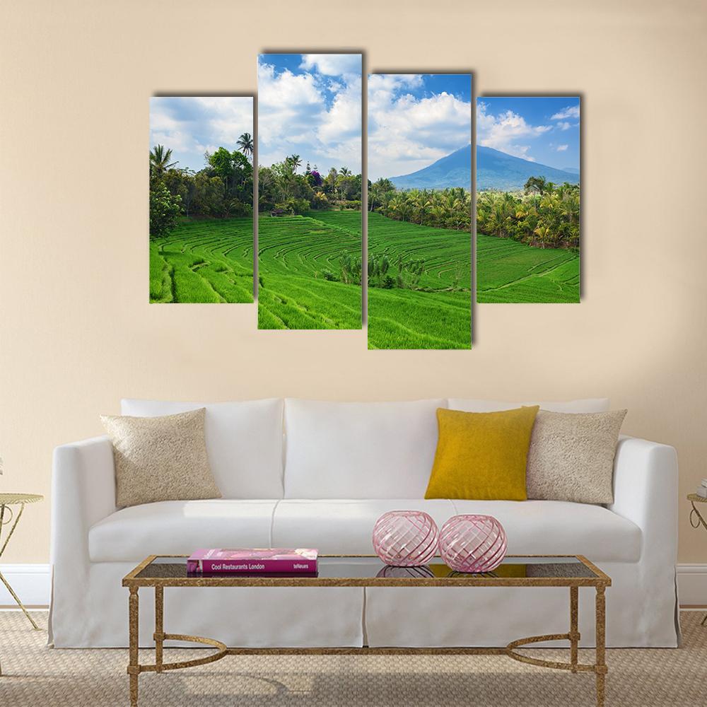 Sight Of Balinese Bright Green Rice Canvas Wall Art-4 Pop-Gallery Wrap-50" x 32"-Tiaracle