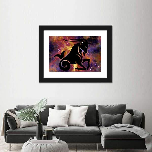 Sign Of Capricorn Canvas Wall Art-3 Horizontal-Gallery Wrap-25" x 16"-Tiaracle