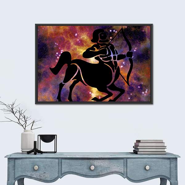 Sign Of Sagittarius Canvas Wall Art-1 Piece-Floating Frame-24" x 16"-Tiaracle