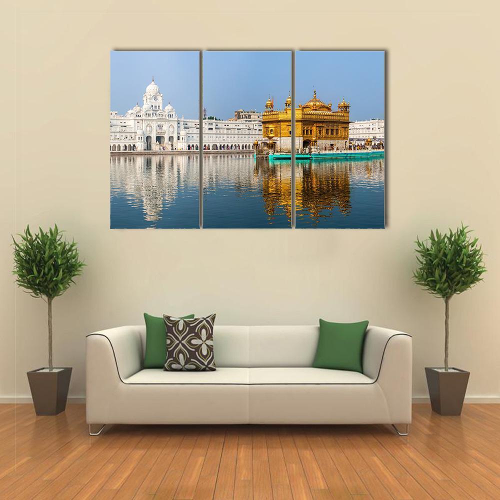 Sikh Gurdwara Golden Temple In India Canvas Wall Art-3 Horizontal-Gallery Wrap-37" x 24"-Tiaracle