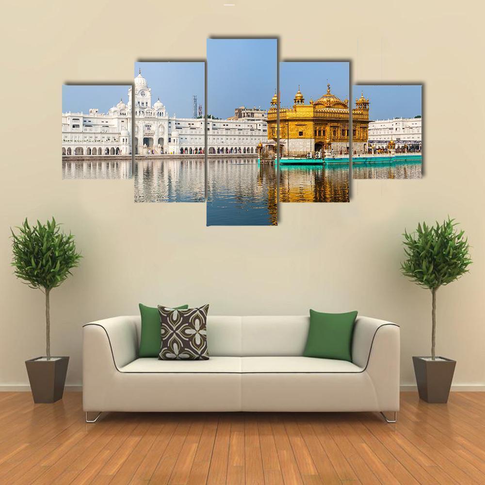 Sikh Gurdwara Golden Temple In India Canvas Wall Art-3 Horizontal-Gallery Wrap-37" x 24"-Tiaracle