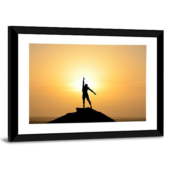 Silhouette Of A Businessman Canvas Wall Art-3 Horizontal-Gallery Wrap-25" x 16"-Tiaracle