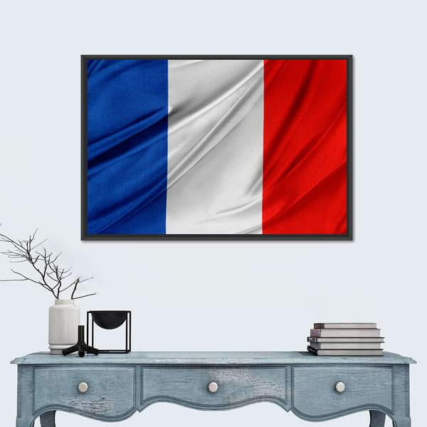 Silky French Flag Canvas Wall Art-1 Piece-Floating Frame-24" x 16"-Tiaracle
