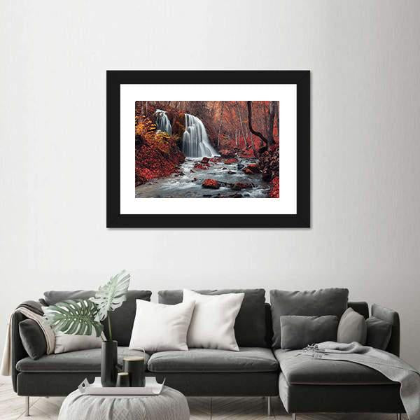 Silver Stream Waterfall In Crimea Canvas Wall Art-3 Horizontal-Gallery Wrap-25" x 16"-Tiaracle