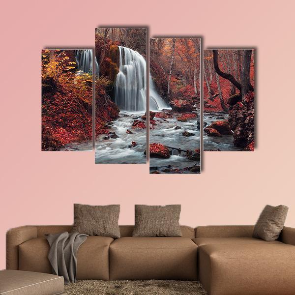 Silver Stream Waterfall In Crimea Canvas Wall Art-4 Pop-Gallery Wrap-50" x 32"-Tiaracle