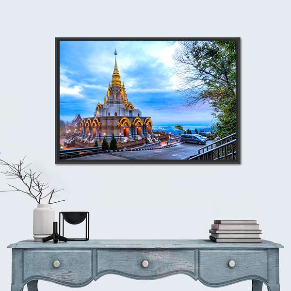 Sinakarintra Stit Mahasantikhiri Pagoda Canvas Wall Art-1 Piece-Floating Frame-24" x 16"-Tiaracle
