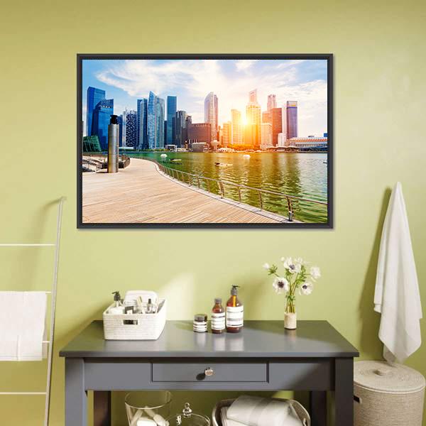 Singapore City Skyline Canvas Wall Art-3 Horizontal-Gallery Wrap-25" x 16"-Tiaracle