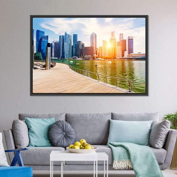 Singapore City Skyline Canvas Wall Art-3 Horizontal-Gallery Wrap-25" x 16"-Tiaracle