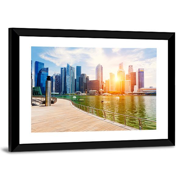 Singapore City Skyline Canvas Wall Art-3 Horizontal-Gallery Wrap-25" x 16"-Tiaracle