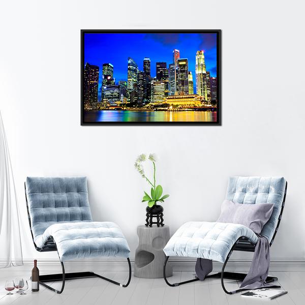 Singapore Skyline Canvas Wall Art-1 Piece-Floating Frame-24" x 16"-Tiaracle