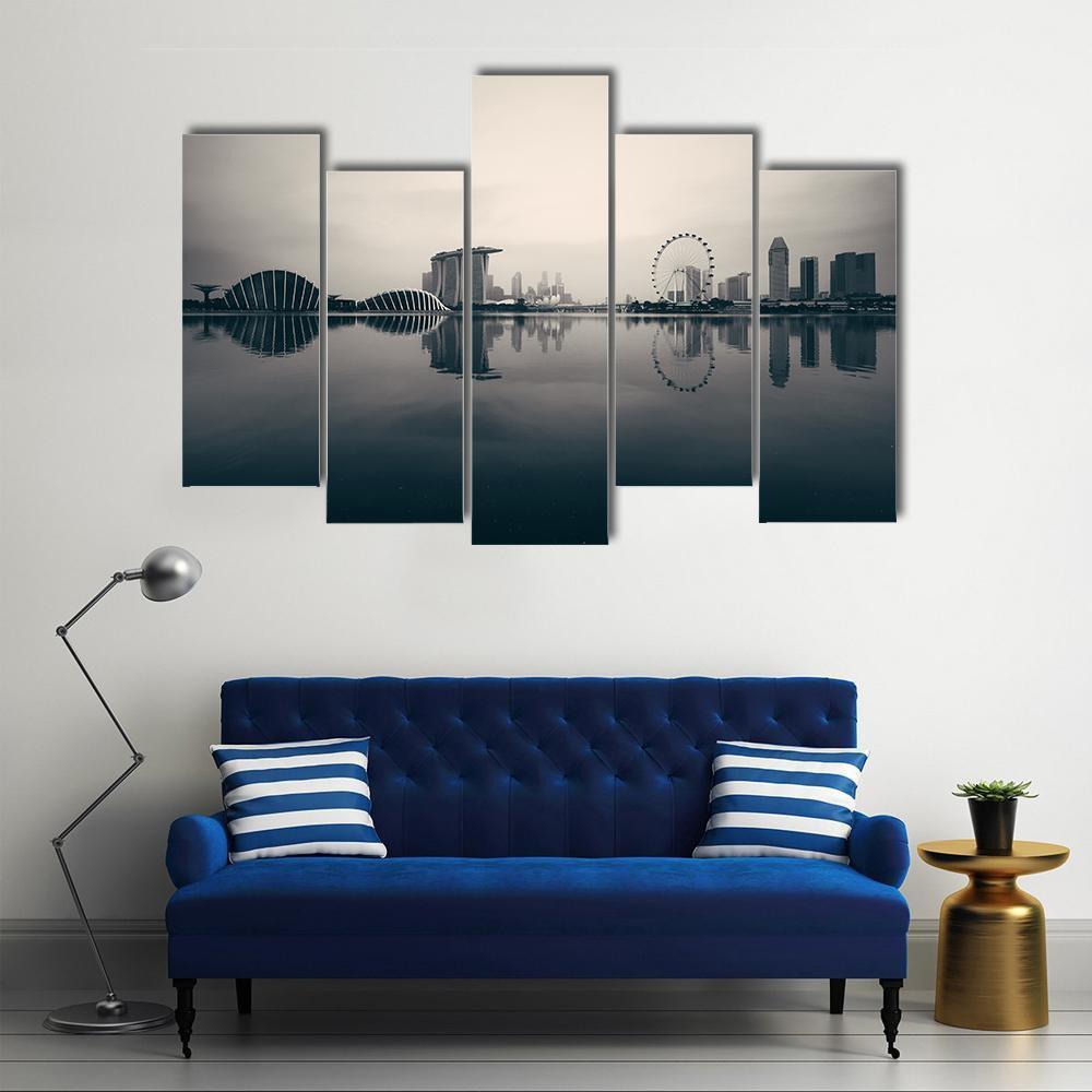 Singapore Skyline With Urban Buildings Canvas Wall Art-5 Pop-Gallery Wrap-47" x 32"-Tiaracle