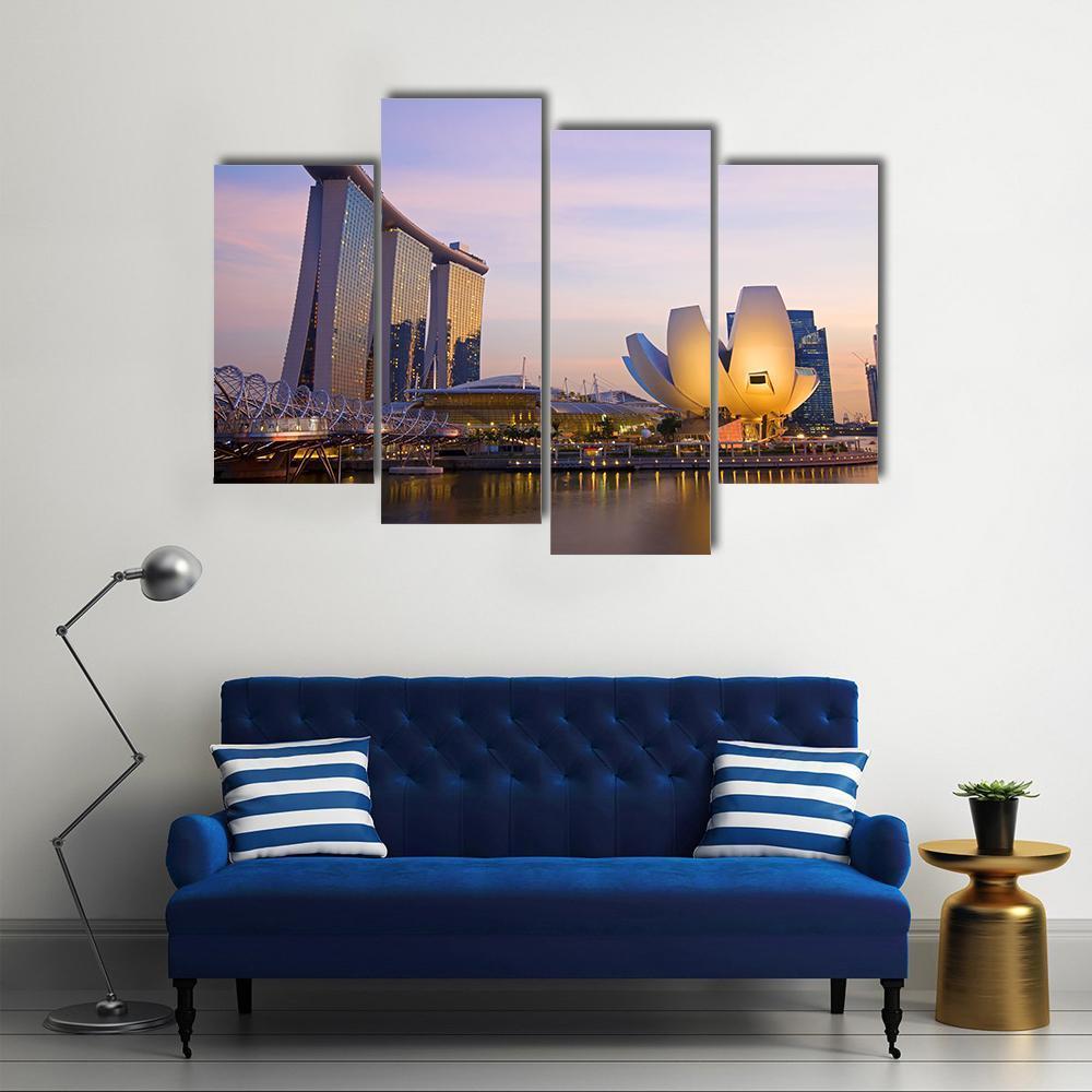 Singapore's Financial District Canvas Wall Art-4 Pop-Gallery Wrap-50" x 32"-Tiaracle