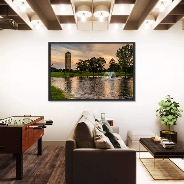 Singing Tower & Pond Canvas Wall Art-3 Horizontal-Gallery Wrap-25" x 16"-Tiaracle