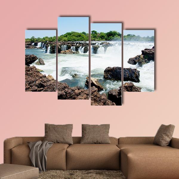 Sioma Falls In The Zambezi River In Africa Canvas Wall Art-4 Pop-Gallery Wrap-50" x 32"-Tiaracle
