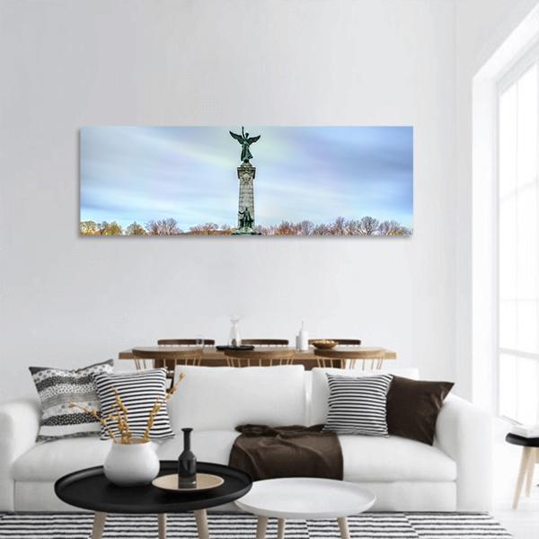 Sir George Etienne Cartier Monument In Quebec Panoramic Canvas Wall Art-1 Piece-36" x 12"-Tiaracle