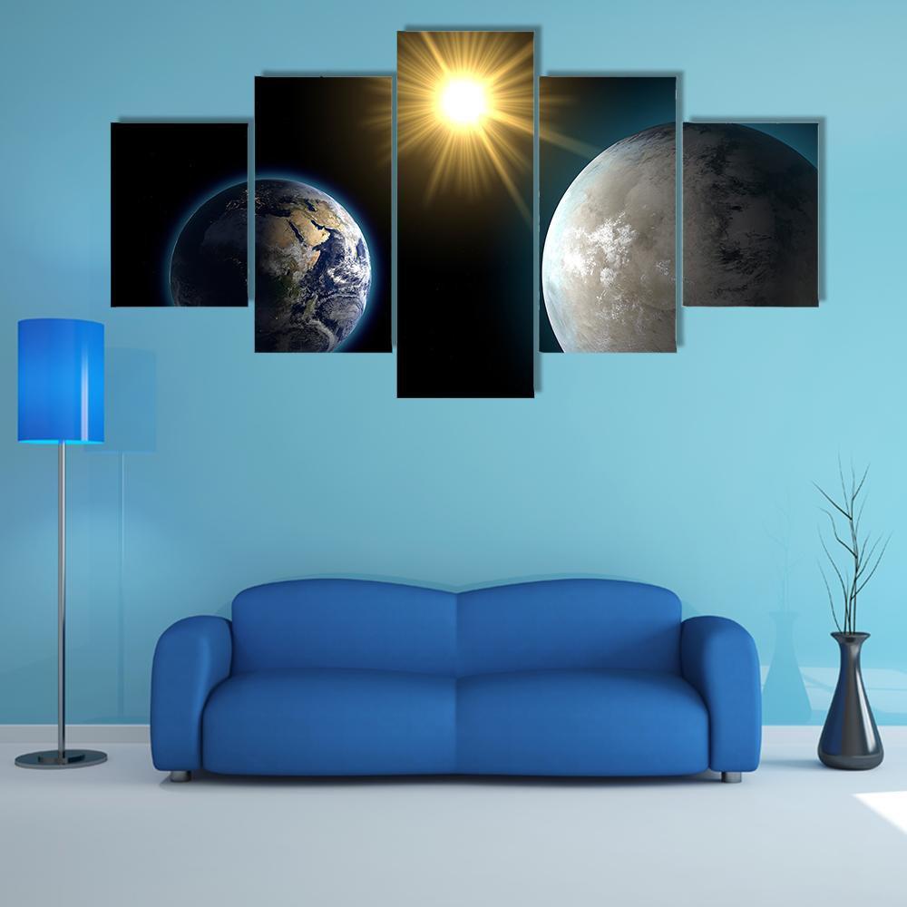 Sister Planet Comparison Canvas Wall Art-5 Star-Gallery Wrap-62" x 32"-Tiaracle