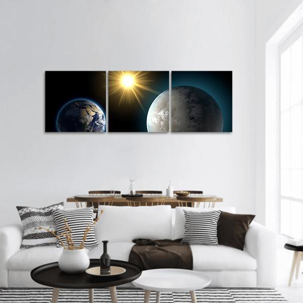 Sister Planet Comparison Panoramic Canvas Wall Art-3 Piece-25" x 08"-Tiaracle