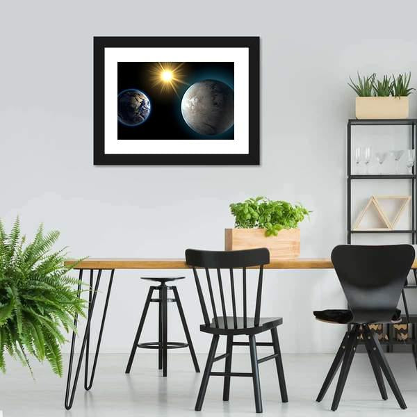 Sister Planet Comparison Panoramic Canvas Wall Art-1 Piece-36" x 12"-Tiaracle