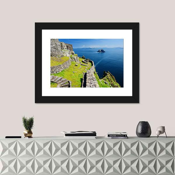 Skellig Michael Ruined Remains Of A Christian Monastery Canvas Wall Art-1 Piece-Framed Print-20" x 16"-Tiaracle