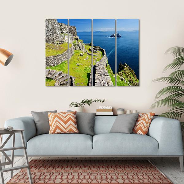 Skellig Michael Ruined Remains Of A Christian Monastery Canvas Wall Art-4 Horizontal-Gallery Wrap-34" x 24"-Tiaracle