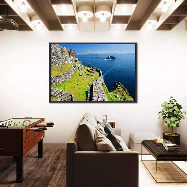 Skellig Michael Ruined Remains Of A Christian Monastery Canvas Wall Art-3 Horizontal-Gallery Wrap-25" x 16"-Tiaracle