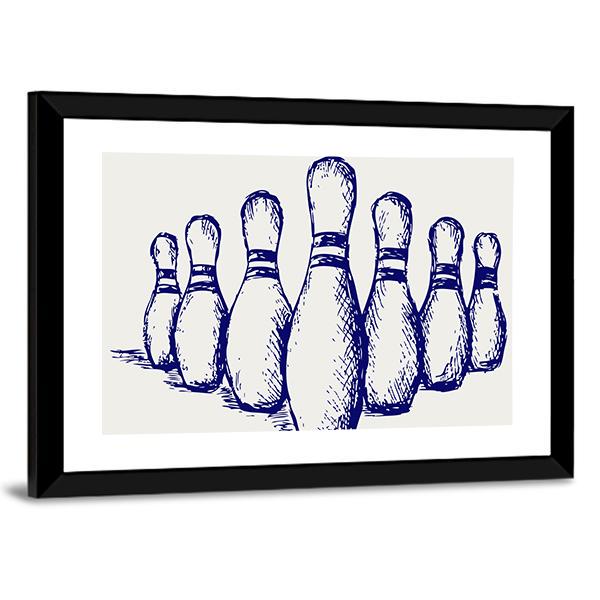 Sketch Of Bowling Canvas Wall Art-5 Horizontal-Gallery Wrap-22" x 12"-Tiaracle