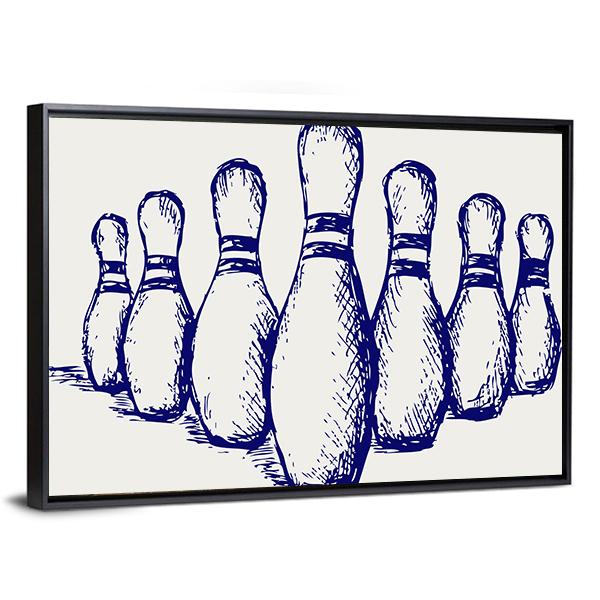 Sketch Of Bowling Canvas Wall Art-5 Horizontal-Gallery Wrap-22" x 12"-Tiaracle