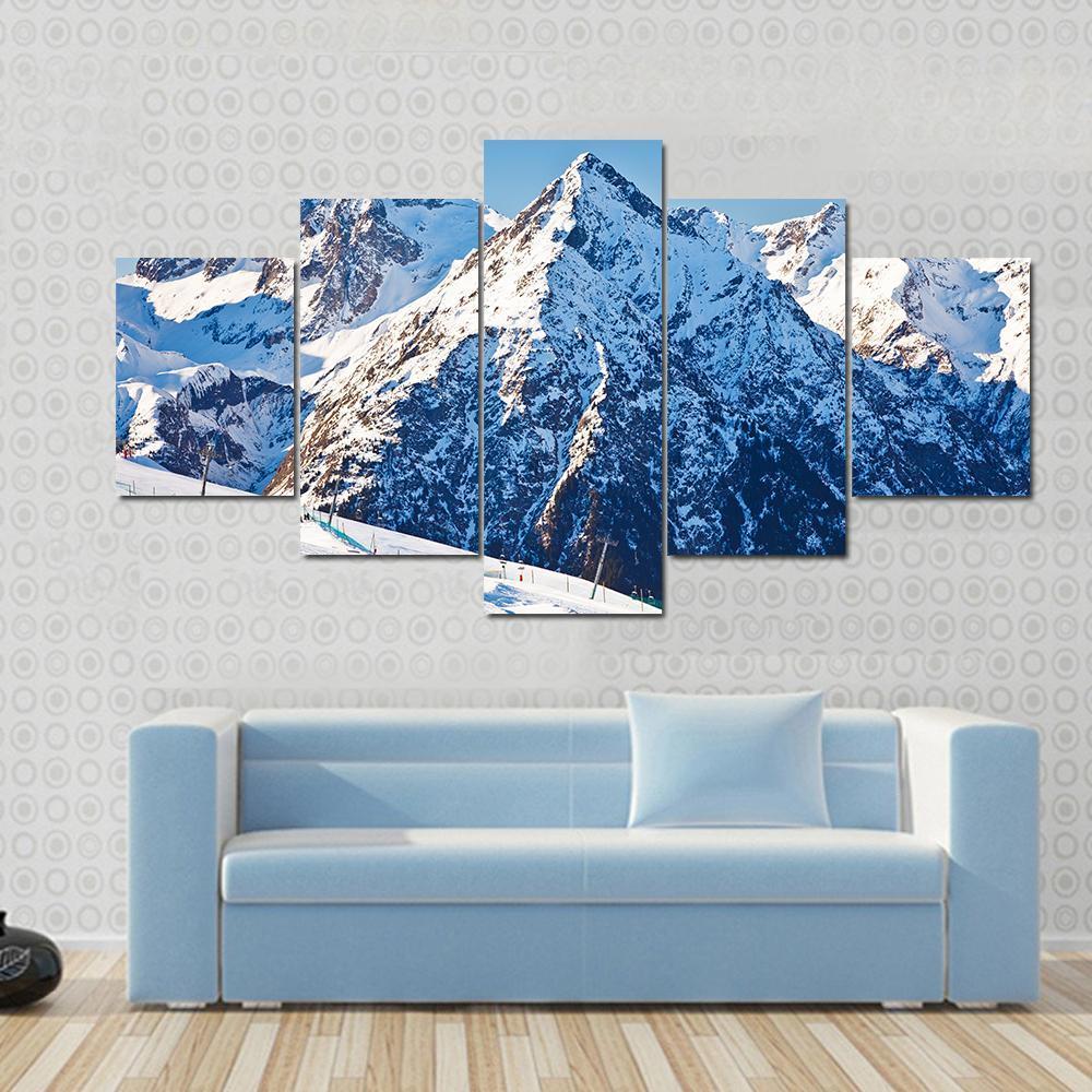 Ski Resort & French Alps Canvas Wall Art-5 Star-Gallery Wrap-62" x 32"-Tiaracle