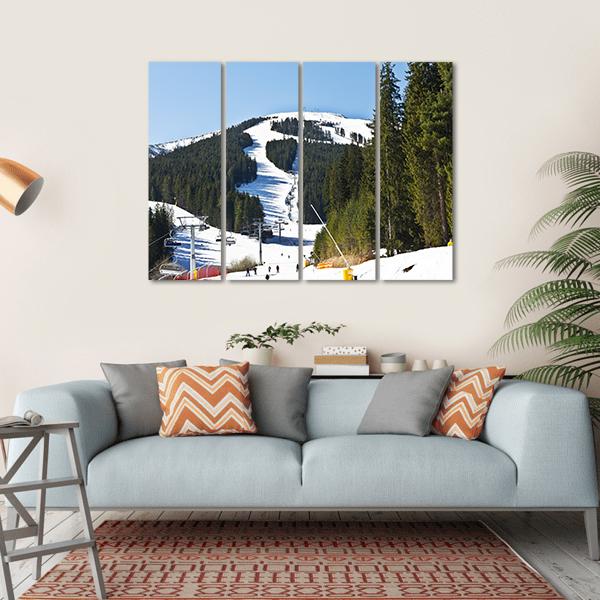 Ski Slope At Winter Resort Bansko Canvas Wall Art-4 Horizontal-Gallery Wrap-34" x 24"-Tiaracle