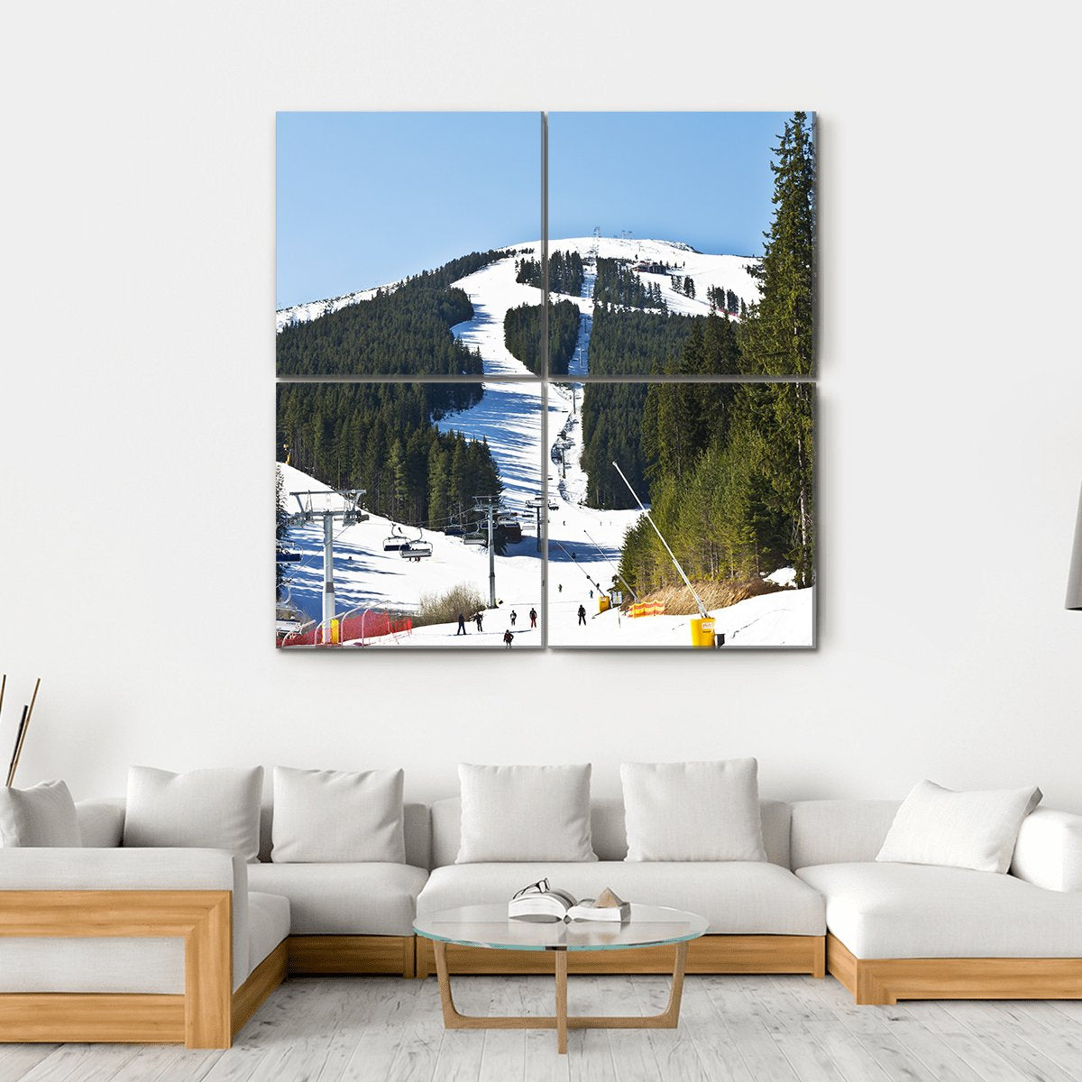 Ski Slope At Winter Resort Bansko Canvas Wall Art-4 Square-Gallery Wrap-17" x 17"-Tiaracle