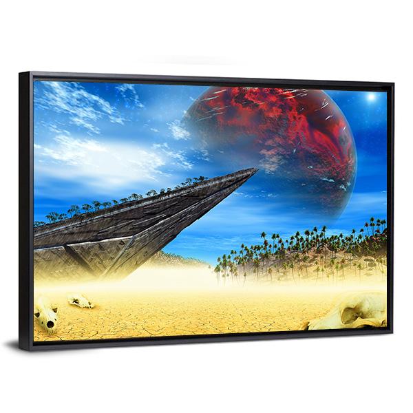 Skulls In Fantasy Landscape Canvas Wall Art-3 Horizontal-Gallery Wrap-25" x 16"-Tiaracle