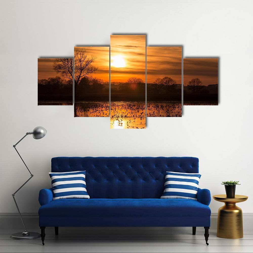 Sky Over Sea At Sunset Canvas Wall Art-5 Star-Gallery Wrap-62" x 32"-Tiaracle